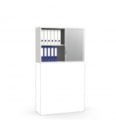 Aufsatzschrank MULTI M pro 253923, abschlie&szlig;bar, 2 OH, wei&szlig;/alusilber, 100x75x42cm (BxHxT)