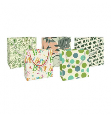 Geschenktasche 4062-24360/PBS Graspapier, allgemein, mit Tragekordel, 5 Motive sortiert, 20cm x 21cm