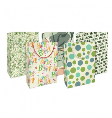 Geschenktasche 4067-24360/PBS Graspapier, verschiedene, mit Tragekordel, 5 Motive sortiert, 23cm x 33cm