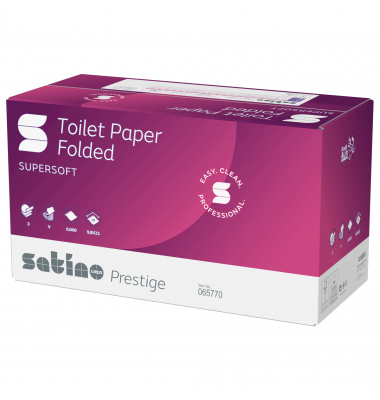 Toilettenpapier Satino Prestige 065770, 3-lagig, hochweiß, 200 Blatt / Packung,