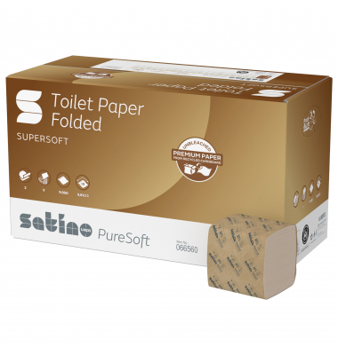 Toilettenpapier Satino PureSoft 066560, 2-lagig, soft beige, 300 Blatt / Packung,
