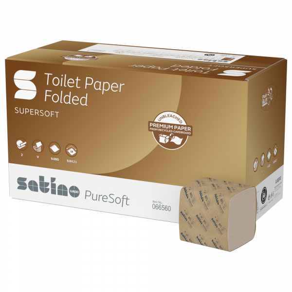 Wepa Toilettenpapier Satino PureSoft 066560, 2-lagig, soft beige, 300 Blatt / Packung, 4000735358656 Wepa 9000 Blatt
