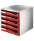 Schubladenbox Post-Set 5280-00-25 lichtgrau/rot 5 Schubladen geschlossen