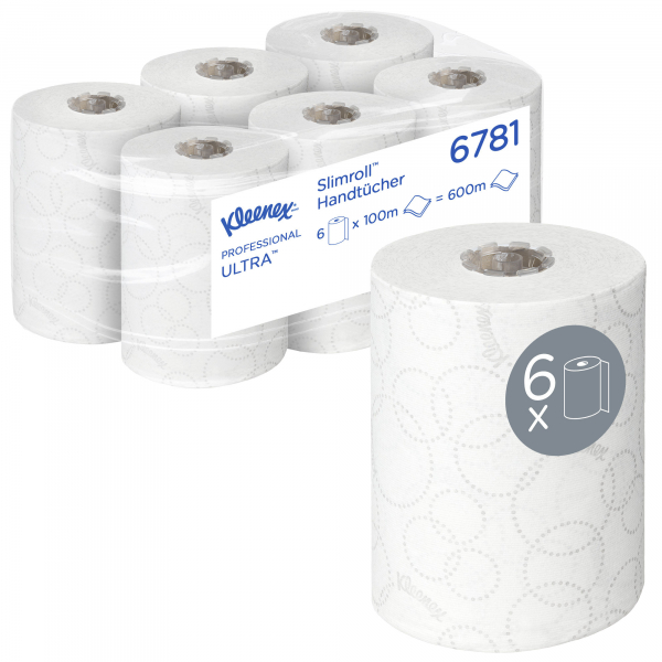 5027375050695 - Rollenhandtücher Ultra SLIMROLL 6781 Außenabrollung 2-lagig weiß Recycling-Tissue 5027375050695 6 Stück