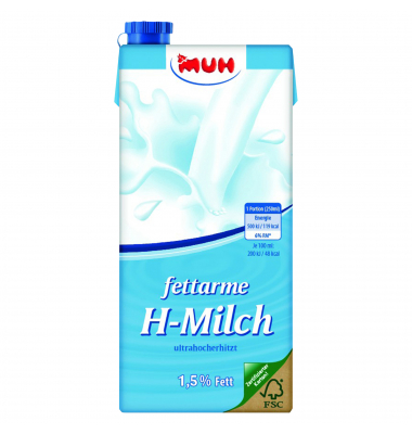 H-Milch 588652, 1,5% Fett, 12x 1 Liter, im Tetrapack H-Milch 588652, 1,5% Fett, 12x 1 Liter, im Tetrapack