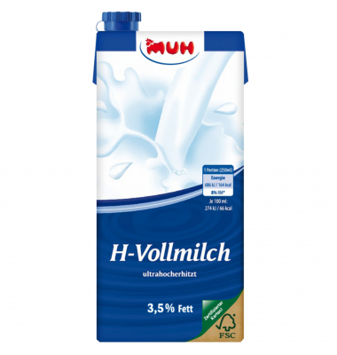 H-Milch 588655, 3,5% Fett, 12x 1 Liter, im Tetrapack H-Milch 588655, 3,5% Fett, 12x 1 Liter, im Tetrapack