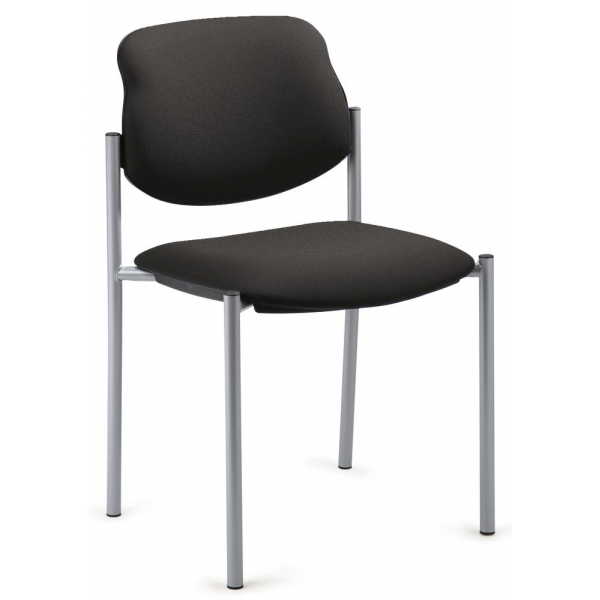 4 Stück Deskin Besucherstuhl FLORA, dunkelgrau / silber, ohne Armlehnen, 4-Fuß-Gestell 4251635618894 Deskin