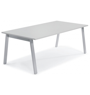Konferenztisch DESKIN RIO, 73,5cm (H), 160x80cm (BxT), 6 Personen, rechteckig, lichtgrau / silber