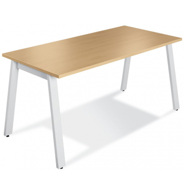 Konferenztisch 275609, 73,5cm (H), 160x80cm (BxT), 6 Personen, rechteckig, buche / weiß