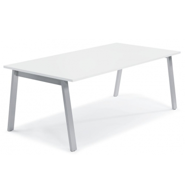 Konferenztisch DESKIN RIO, 73,5cm (H), 120x80cm (BxT), 6 Personen, rechteckig, wei&szlig; / silber