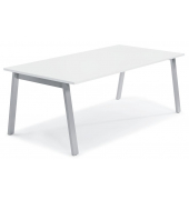Konferenztisch 280986, 73,5cm (H), 160x80cm (BxT), 6 Personen, rechteckig, weiß / silber