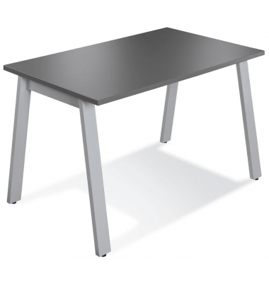 Konferenztisch 280973, 73,5cm (H), 120x80cm (BxT), 6 Personen, rechteckig, anthrazit / silber