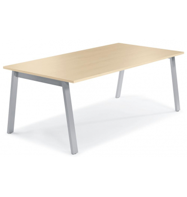 Konferenztisch 280972, 73,5cm (H), 120x80cm (BxT), 6 Personen, rechteckig, ahorn / silber