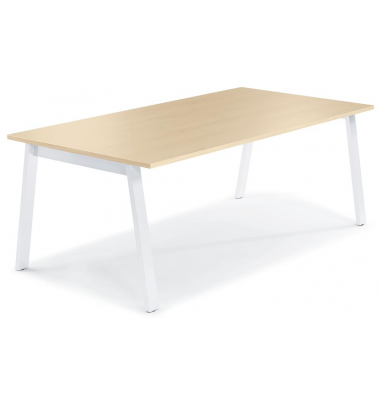 Konferenztisch DESKIN RIO, 73,5cm (H), 160x80cm (BxT), 6 Personen, rechteckig, ahorn / wei&szlig;