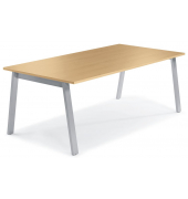 Konferenztisch 280976, 73,5cm (H), 160x80cm (BxT), 6 Personen, rechteckig, buche / silber