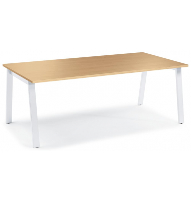 Konferenztisch 275614, 73,5cm (H), 200x100cm (BxT), 8 Personen, rechteckig, buche / weiß