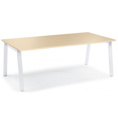 Konferenztisch 275615, 73,5cm (H), 200x100cm (BxT), 8 Personen, rechteckig, ahorn / weiß