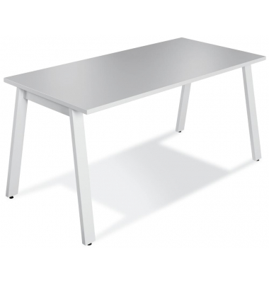 Konferenztisch 275608, 73,5cm (H), 160x80cm (BxT), 6 Personen, rechteckig, lichtgrau / weiß