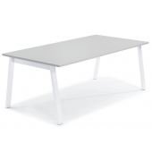Konferenztisch 275613, 73,5cm (H), 200x100cm (BxT), 8 Personen, rechteckig, lichtgrau / weiß