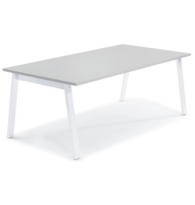 Konferenztisch 275613, 73,5cm (H), 200x100cm (BxT), 8 Personen, rechteckig, lichtgrau / weiß