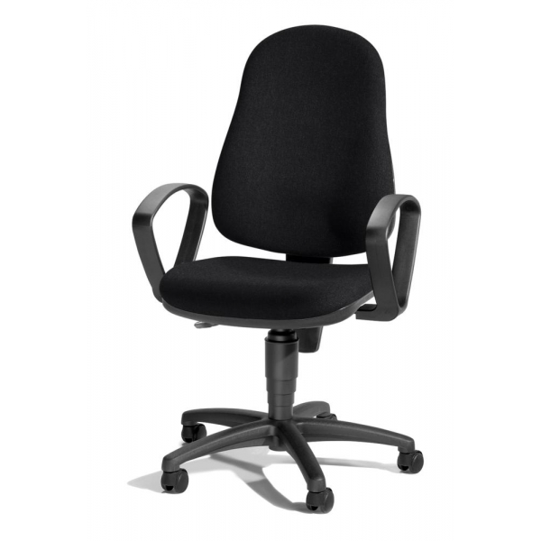 Deskin Bürostuhl BASE ART 60 PRO, schwarz / schwarz, mit Armlehnen, bis 110kg, ohne Kopfstütze  Deskin