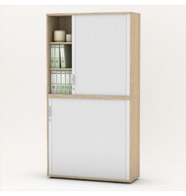 Aufsatzschrank MULTI M pro 333314, abschlie&szlig;bar, 2x3 OH, eiche hell/alusilber, 120x114x42cm (BxHxT)