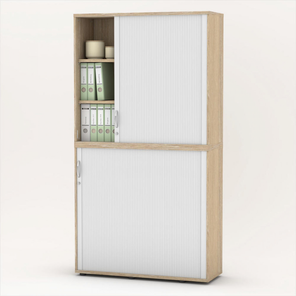 Deskin Aufsatzschrank MULTI M pro 333314, abschließbar, 2x3 OH, eiche hell/alusilber, 120x114x42cm (BxHxT)  Deskin