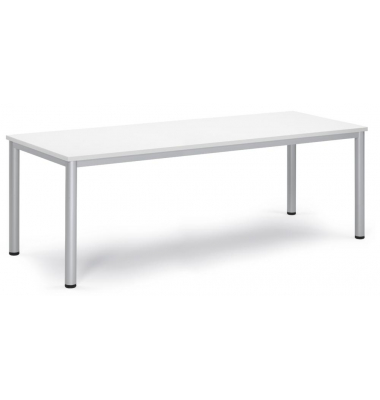Besprechungstisch 348796, 72cm (H), 200x80cm (BxT), 8 Personen, rechteckig, weiß / silber