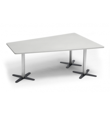 Konferenztisch DUBLIN, 73,5cm (H), 200x80/141cm (BxT), 6 Personen, Trapezform, lichtgrau / chrom/anthrazit