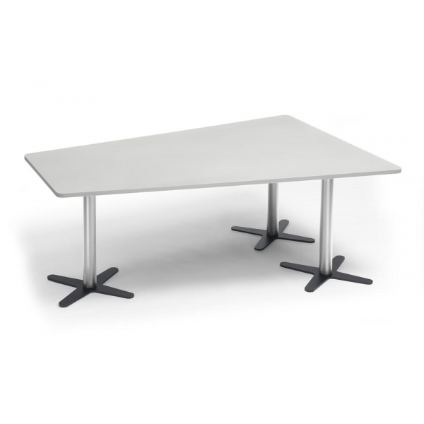 Deskin Konferenztisch DUBLIN, 73,5cm (H), 200x80/141cm (BxT), 6 Personen, Trapezform, lichtgrau / chrom/anthrazit  Deskin