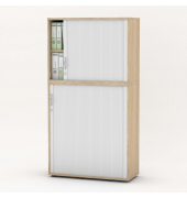 Aufsatzschrank MULTI M pro 333304, abschlie&szlig;bar, 2 OH, eiche hell/alusilber, 100x78x42cm (BxHxT)