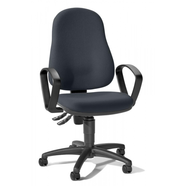 Deskin Bürostuhl BASE ART 60 PRO, grau / schwarz, mit Armlehnen, bis 110kg, ohne Kopfstütze  Deskin