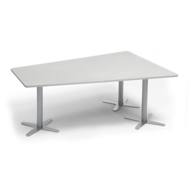 Deskin Konferenztisch DUBLIN, 73,5cm (H), 200x80/141cm (BxT), 6 Personen, Trapezform, lichtgrau / silber  Deskin