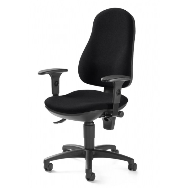 Deskin Bürostuhl BASE ART 70 PRO, schwarz / schwarz, mit Armlehnen, bis 110kg, ohne Kopfstütze  Deskin