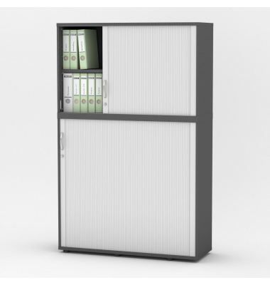Aufsatzschrank MULTI M pro 333305, abschlie&szlig;bar, 2x2 OH, anthrazit/alusilber, 120x78x42cm (BxHxT)