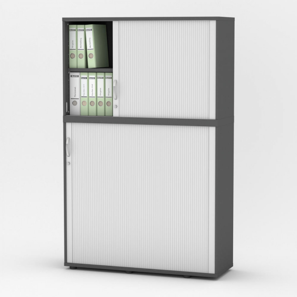 Deskin Aufsatzschrank MULTI M pro 333305, abschließbar, 2x2 OH, anthrazit/alusilber, 120x78x42cm (BxHxT)  Deskin