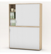 Aufsatzschrank MULTI M pro 333316, abschlie&szlig;bar, 2x3 OH, eiche hell/alusilber, 160x114x42cm (BxHxT)