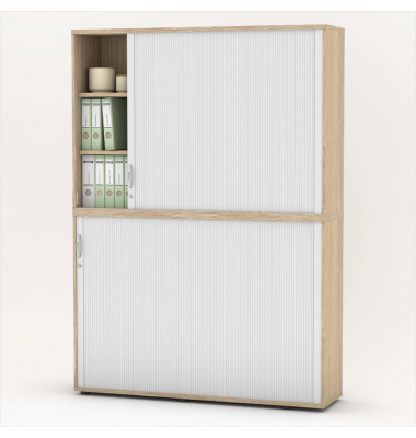 Aufsatzschrank MULTI M pro 333316, abschlie&szlig;bar, 2x3 OH, eiche hell/alusilber, 160x114x42cm (BxHxT)