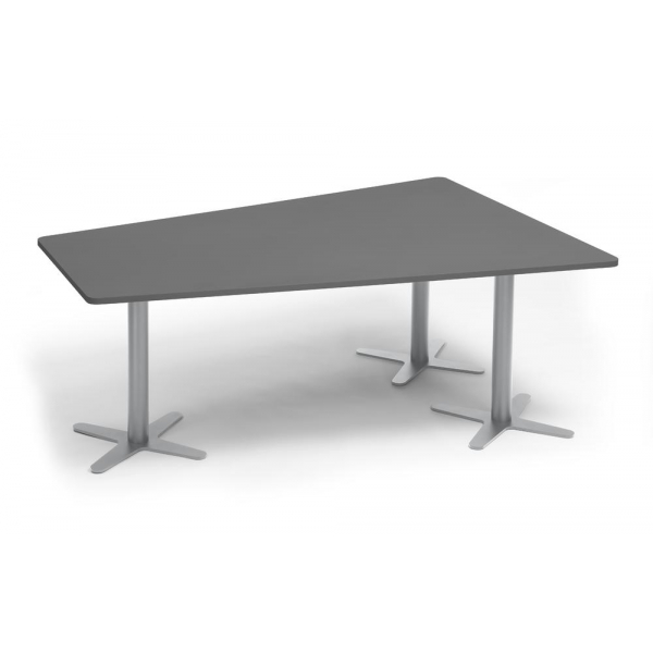 Deskin Konferenztisch DUBLIN, 73,5cm (H), 200x80/41cm (BxT), 6 Personen, Trapezform, anthrazit / silber  Deskin
