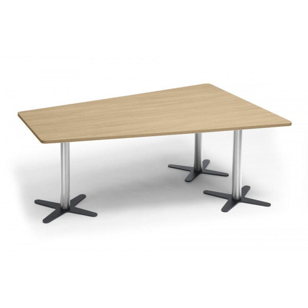 Deskin Konferenztisch DUBLIN, 73,5cm (H), 200x80/141cm (BxT), 6 Personen, Trapezform, eiche hell / chrom/anthrazit  Deskin
