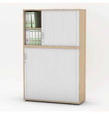 Aufsatzschrank MULTI M pro 333306, abschlie&szlig;bar, 2x2 OH, eiche hell/alusilber, 120x78x42cm (BxHxT)