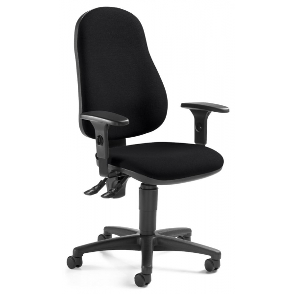 Deskin Bürostuhl BASE ART 60 PRO, schwarz / schwarz, mit Armlehnen, bis 110kg, ohne Kopfstütze  Deskin