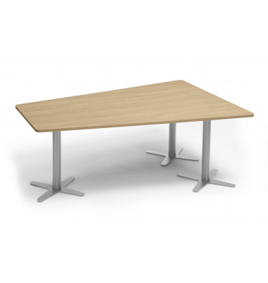 Konferenztisch 330275, 73,5cm (H), 200x80/141cm (BxT), 6 Personen, Trapezform, eiche hell / silber