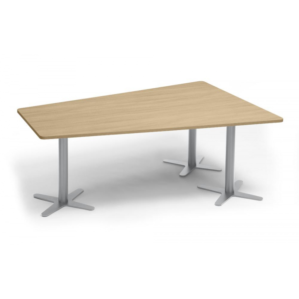 Deskin Konferenztisch DUBLIN, 73,5cm (H), 200x80/141cm (BxT), 6 Personen, Trapezform, eiche hell / silber  Deskin