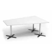 Konferenztisch DUBLIN, 73,5cm (H), 200x80/141cm (BxT), 6 Personen, Trapezform, wei&szlig; / chrom/anthrazit