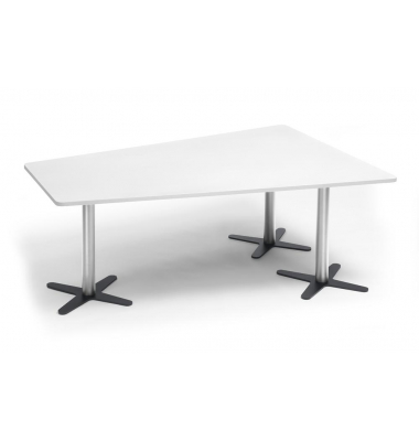 Konferenztisch 330286, 73,5cm (H), 200x80/141cm (BxT), 6 Personen, Trapezform, weiß / chrom/anthrazit