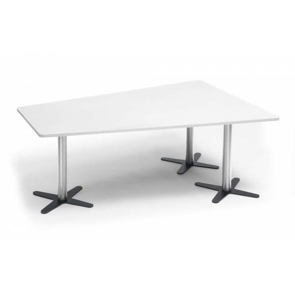 Deskin Konferenztisch DUBLIN, 73,5cm (H), 200x80/141cm (BxT), 6 Personen, Trapezform, weiß / chrom/anthrazit  Deskin
