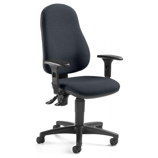 Deskin Bürostuhl BASE ART 60 PRO, grau / schwarz, mit Armlehnen, bis 110kg, ohne Kopfstütze  Deskin