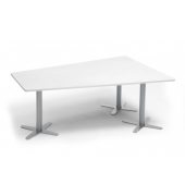 Konferenztisch 330276, 73,5cm (H), 200x80/141cm (BxT), 6 Personen, Trapezform, weiß / silber