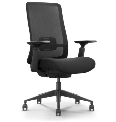 Bürostuhl ACILIA, schwarz / schwarz, mit Armlehnen, bis 120kg, ohne Kopfstütze